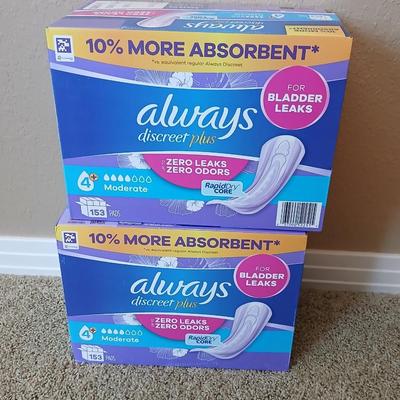 Always Discreet Plus Bladder Leak Pads – Lot of 2 Boxes (306 Total Pads)
