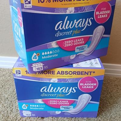 Always Discreet Plus Bladder Leak Pads – Lot of 2 Boxes (306 Total Pads)