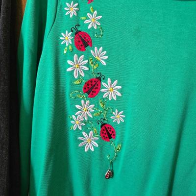 Quacker Factory Women’s Embellished Tops – Ladybug & More – Size Medium – Lot of 4