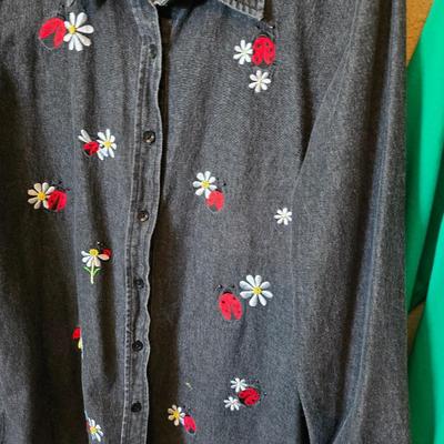 Quacker Factory Women’s Embellished Tops – Ladybug & More – Size Medium – Lot of 4