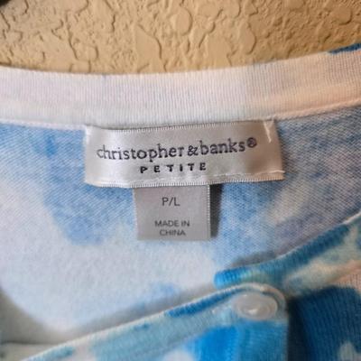 Christopher & Banks Petite Cardigan & Tote Bag Set – Coastal Print – Size P/L