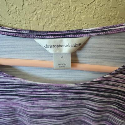 4 Christopher & Banks Women’s Tops – Size Medium – Striped & Abstract Patterns