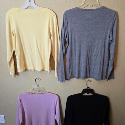 4 Christopher & Banks Women's Basic Long Sleeve Tops – Size M