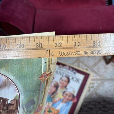 LOT 382: Doll Furniture: Chaise Lounge, Rocking Chair, Small Doll Cradle, American Girl Doll Samantha Poster & American Girl Doll...