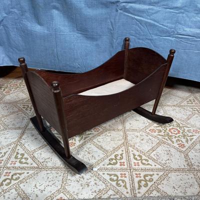 LOT 382: Doll Furniture: Chaise Lounge, Rocking Chair, Small Doll Cradle, American Girl Doll Samantha Poster & American Girl Doll...