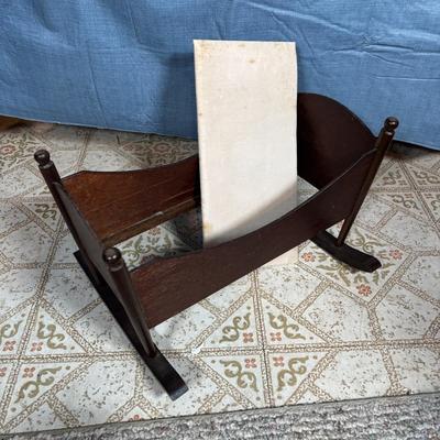 LOT 382: Doll Furniture: Chaise Lounge, Rocking Chair, Small Doll Cradle, American Girl Doll Samantha Poster & American Girl Doll...