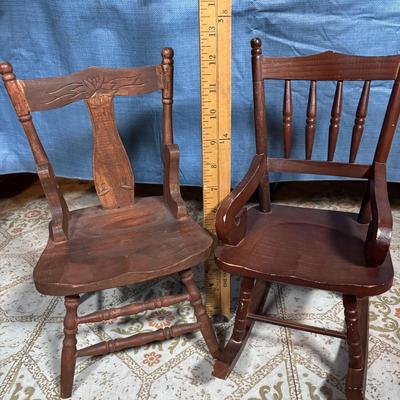 LOT 382: Doll Furniture: Chaise Lounge, Rocking Chair, Small Doll Cradle, American Girl Doll Samantha Poster & American Girl Doll...