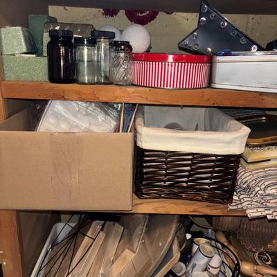LOT 383: Triple X Basement Shelf Cleanout: Vintage Hat Boxes, Crafting & Sewing Supplies