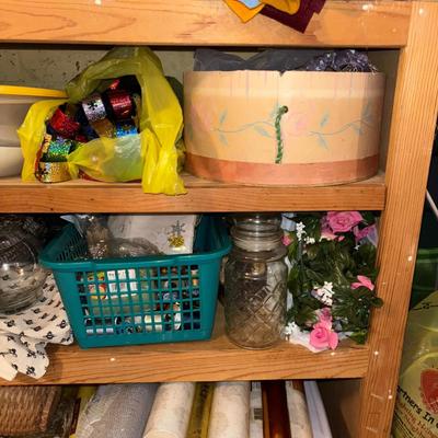 LOT 383: Triple X Basement Shelf Cleanout: Vintage Hat Boxes, Crafting & Sewing Supplies