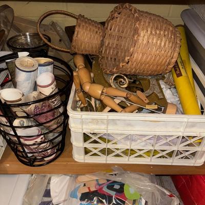 LOT 383: Triple X Basement Shelf Cleanout: Vintage Hat Boxes, Crafting & Sewing Supplies