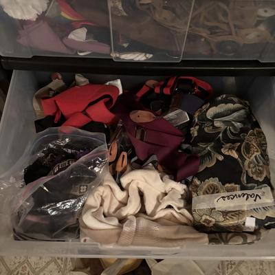 LOT 384: Costume Props, Handbag, Scarves, Belts, Masks, Fabric and More