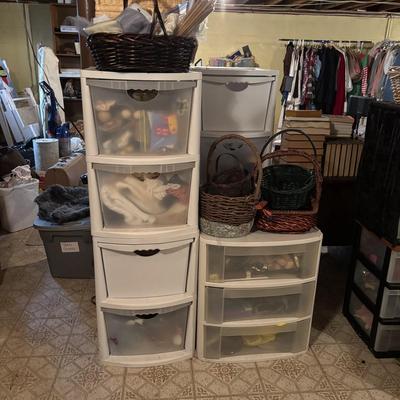 LOT 385: Filled Storage Drawer: Fabric, Sewing & Crafting along with Baskets