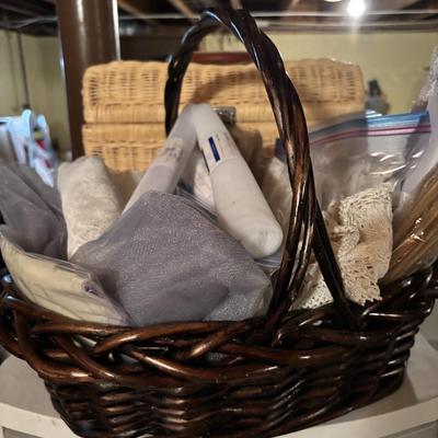 LOT 385: Filled Storage Drawer: Fabric, Sewing & Crafting along with Baskets