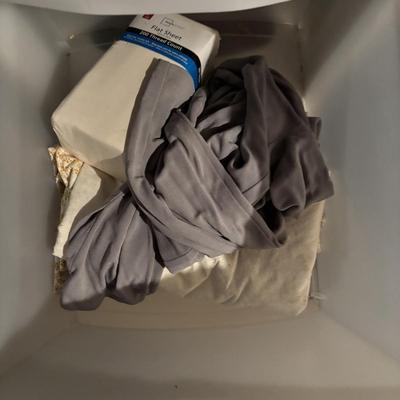 LOT 387: Portable Clothing Storage (2), Stacking Storage Drawers Filled w/Fabric, Faux Flowers & More