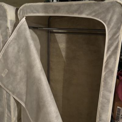 LOT 387: Portable Clothing Storage (2), Stacking Storage Drawers Filled w/Fabric, Faux Flowers & More