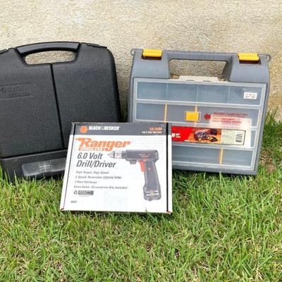 LOT 389: Black & Decker Ranger Drill / Driver, Drill Bits in Case and Saw in Storage Case