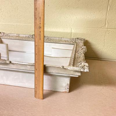 LOT 395: Vintage / Antique Ornate White Shadow Box Mirrored Shelf and Picture Frame