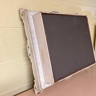 LOT 395: Vintage / Antique Ornate White Shadow Box Mirrored Shelf and Picture Frame