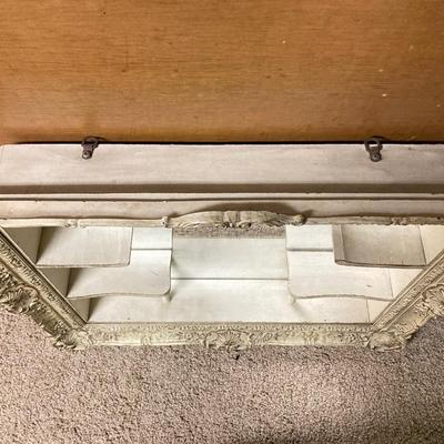 LOT 395: Vintage / Antique Ornate White Shadow Box Mirrored Shelf and Picture Frame