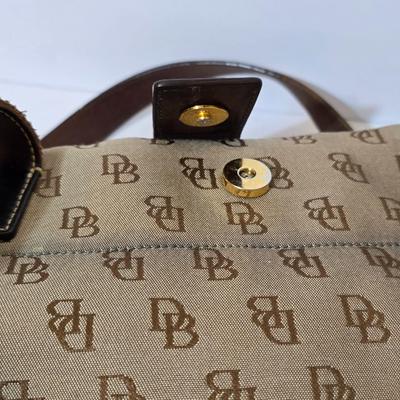 Dooney & Bourke Monogram Canvas Tote Bag – Brown DB Logo Print with Dust Bag