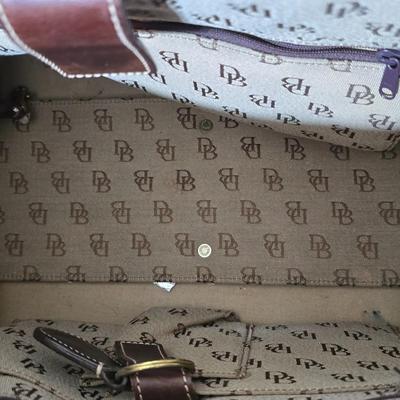 Dooney & Bourke Monogram Canvas Tote Bag – Brown DB Logo Print with Dust Bag