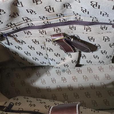 Dooney & Bourke Monogram Canvas Tote Bag – Brown DB Logo Print with Dust Bag