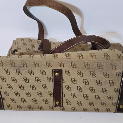 Dooney & Bourke Monogram Canvas Tote Bag – Brown DB Logo Print with Dust Bag