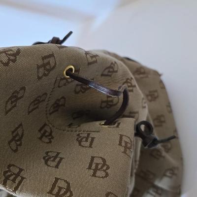 Dooney & Bourke Monogram Canvas Tote Bag – Brown DB Logo Print with Dust Bag