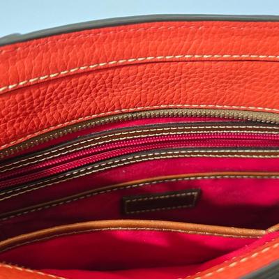 Dooney & Bourke Pebbled Leather Zip Tote – Salmon color with Brown Straps