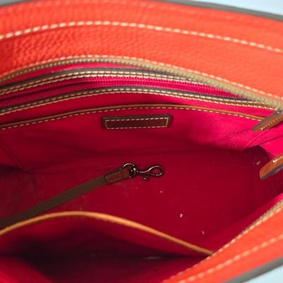 Dooney & Bourke Pebbled Leather Zip Tote – Salmon color with Brown Straps