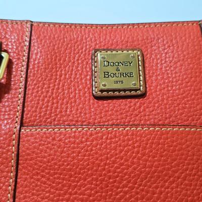 Dooney & Bourke Pebbled Leather Zip Tote – Salmon color with Brown Straps