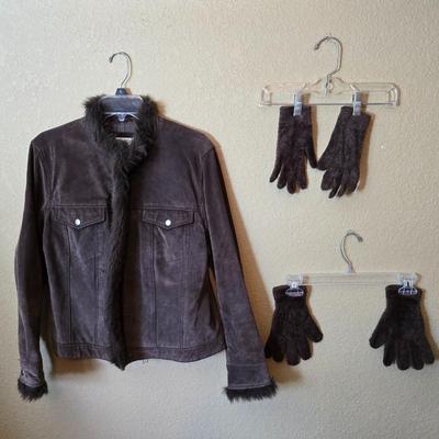 Coldwater Creek Suede Jacket & Glove Set – Size L