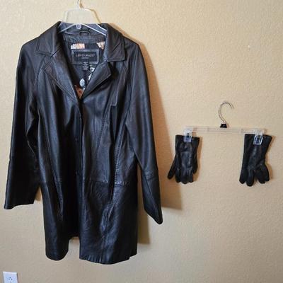 Genuine Leather Coat & Gloves Set – Centigrade (M)