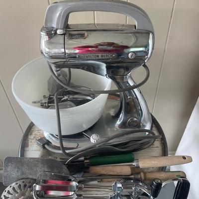 Vintage Hamilton Beach mixer with hand beater and more