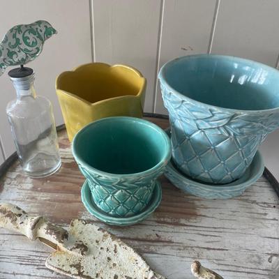 Fun McCoy pots with garden decor