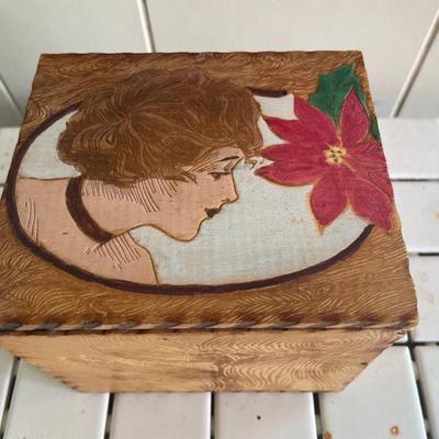 Tile top table with vintage bird decor