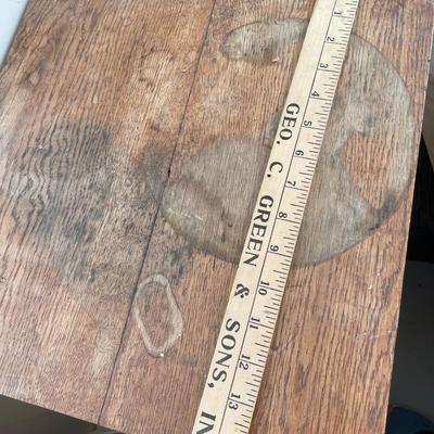 Wood table with laundry items