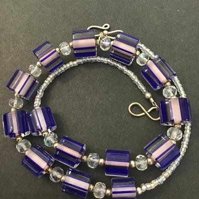 Vintage glass beaded choker necklace