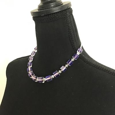 Vintage glass beaded choker necklace