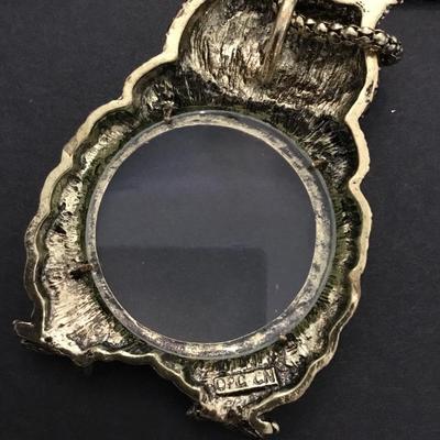 Vintage off park collection crystal owl magnifying glass necklace
