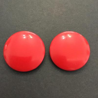Large vintage, cherry red circular clip on earrings