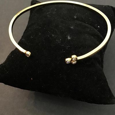 Dainty gold toned rhinestone cuff bracelet