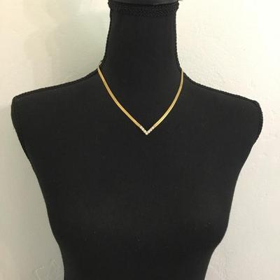 Beautiful, vintage, crystal rhinestone V necklace
