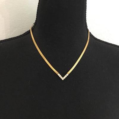 Beautiful, vintage, crystal rhinestone V necklace