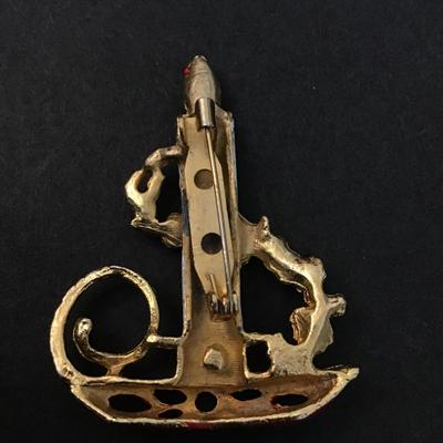 Vintage Christmas candlestick brooch