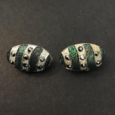 Vintage Easter egg rhinestone clip on earrings
