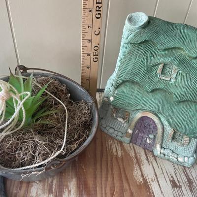 Critter lodge garden decor and faux succulent