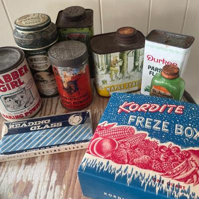Vintage spice tins with drawer