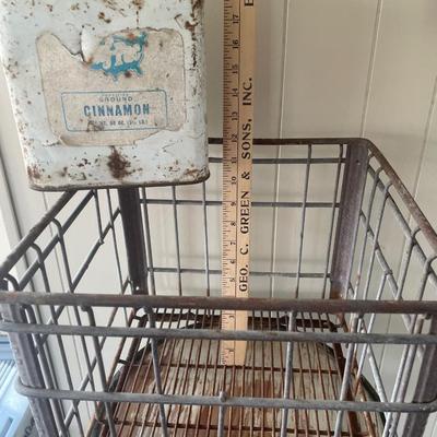 Metal crate with cinnamon canister