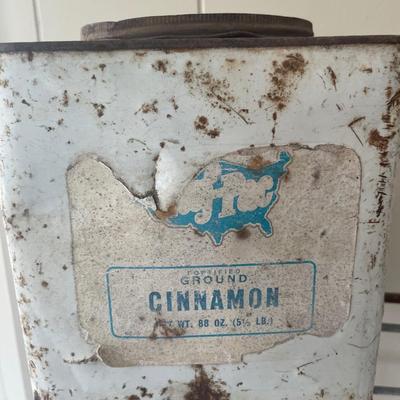 Metal crate with cinnamon canister